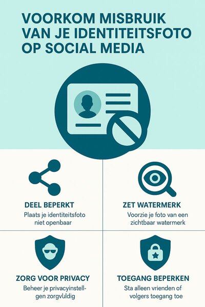 Infographic over hoe je misbruik van je identiteitsfoto op social media kunt voorkomen