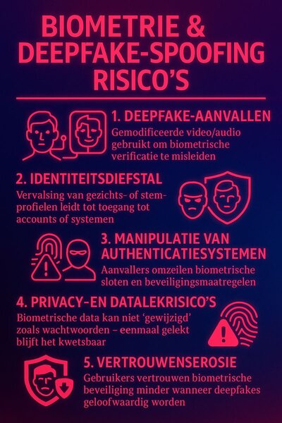 Infographic over biometrie en deepfake-spoofing risico's