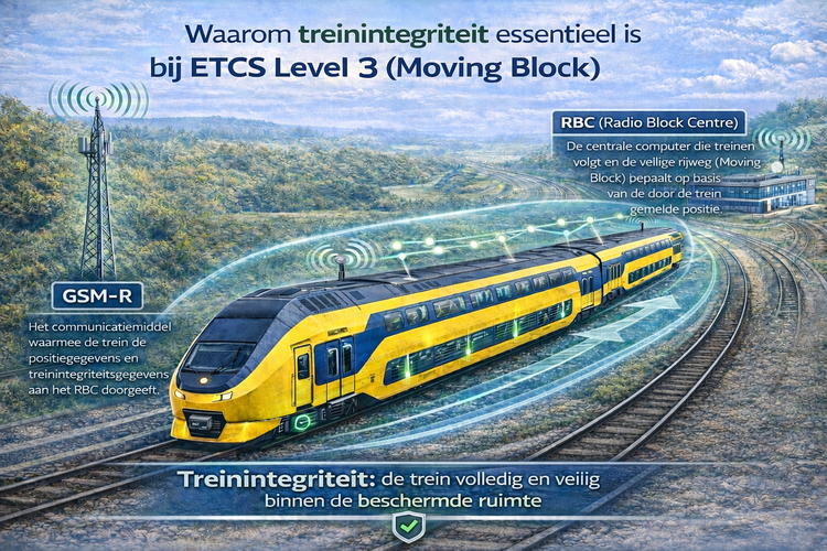 Afbeelding die uitlegt waarom treinintegriteit belangrijk is bij ETCS Level 3