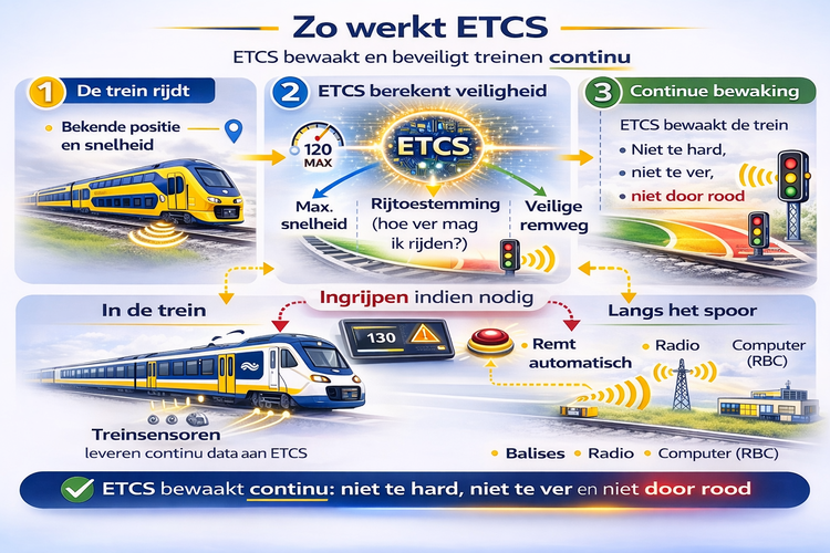 Visual over de werking van het European Train Control System (ETCS)
