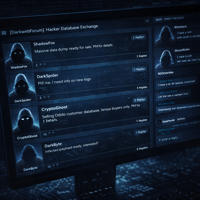 Dark web forum, gebruikersnamen (aliassen) van hackers die online communiceren en samenwerken