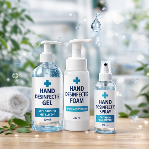 Flesjes met handdesinfecterende middelen