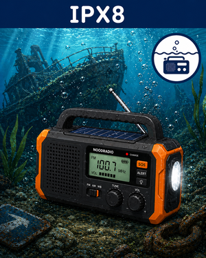 Blauwe noodradio diep in de zee