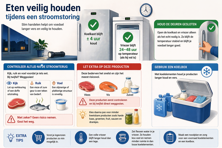 Infographic over voedselveiligheid tijdens stroomuitval