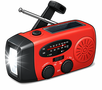 Opwindbare noodradio