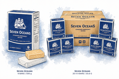 Seven Oceans groot- en kleinverpakking