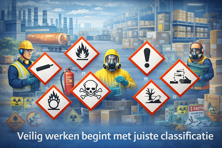 Gevarenpictogrammen, veilig werken met de juiste persoonlijke beschermingsmiddelen (PBM's) 
