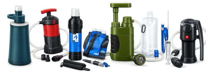 Zeven verschillende waterfilters