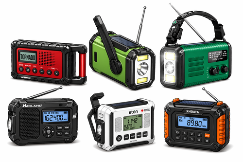 Zes verschillende noodradio's