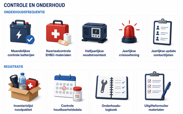 Checklist controle, onderhoud en registratie van noodvoorzieningen bij bedrijven