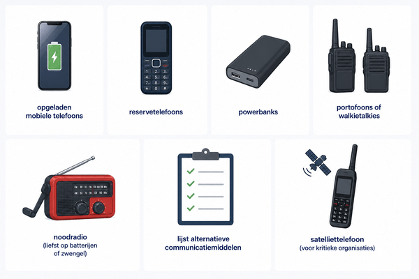 Communicatie en stroomvoorziening voor een noodsituatie bij bedrijven