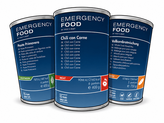 Drie blikken Trek'n Eat Emergency Food