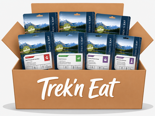 Trek'n Eat noodrantsoenen met gevriesdroogde maaltijden in een doos