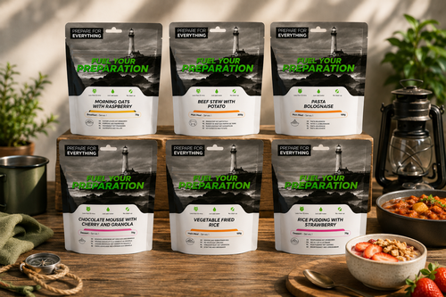 Zes zakken noodrantsoenen van Fuel Your Preparation
