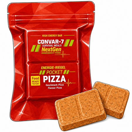 CONVAR-7 NextGen Energy Bar Pocket Pizza tegen een witte achtergrond