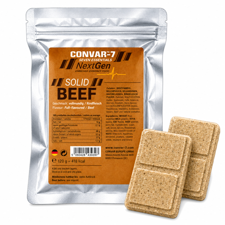 CONVAR-7 NextGen Energy Bar – Solid Beef tegen een witte achtergrond