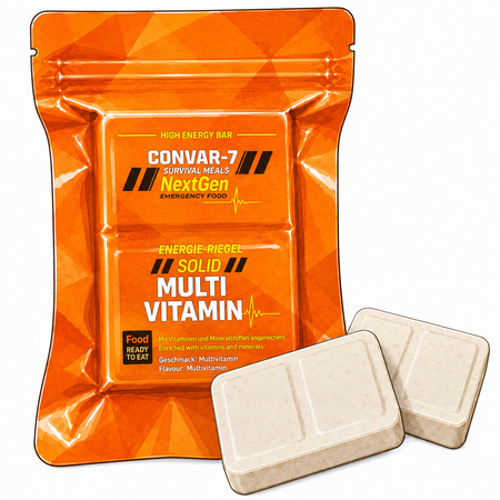 CONVAR-7 NextGen Energy Bars · Solid Multivitamin tegen een witte achtergond