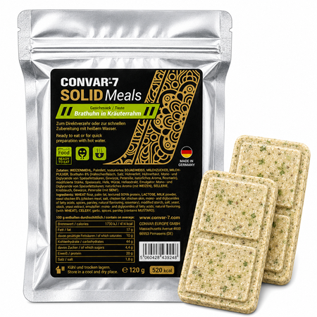 CONVAR-7 Solid Meals Brathuhn in Kräuterrahm tegen een witte achtergrond