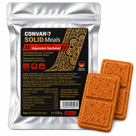 CONVAR-7 Solid Meals Ungarischer Paprikatopf tegen een witte achtergrond