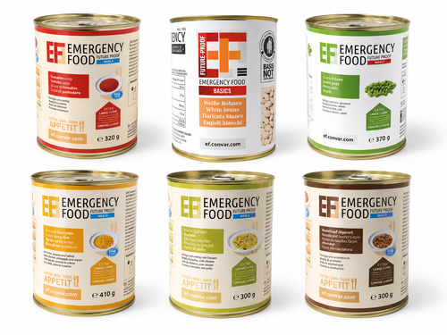 Deel van het assortiment van CONVAR EF Emergency Food