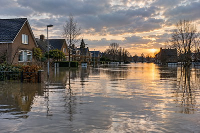 Wateroverlast in een Nederlands dorp