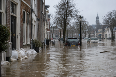 Watersnood in een Nederlandse stad